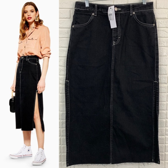 topshop midi denim skirt